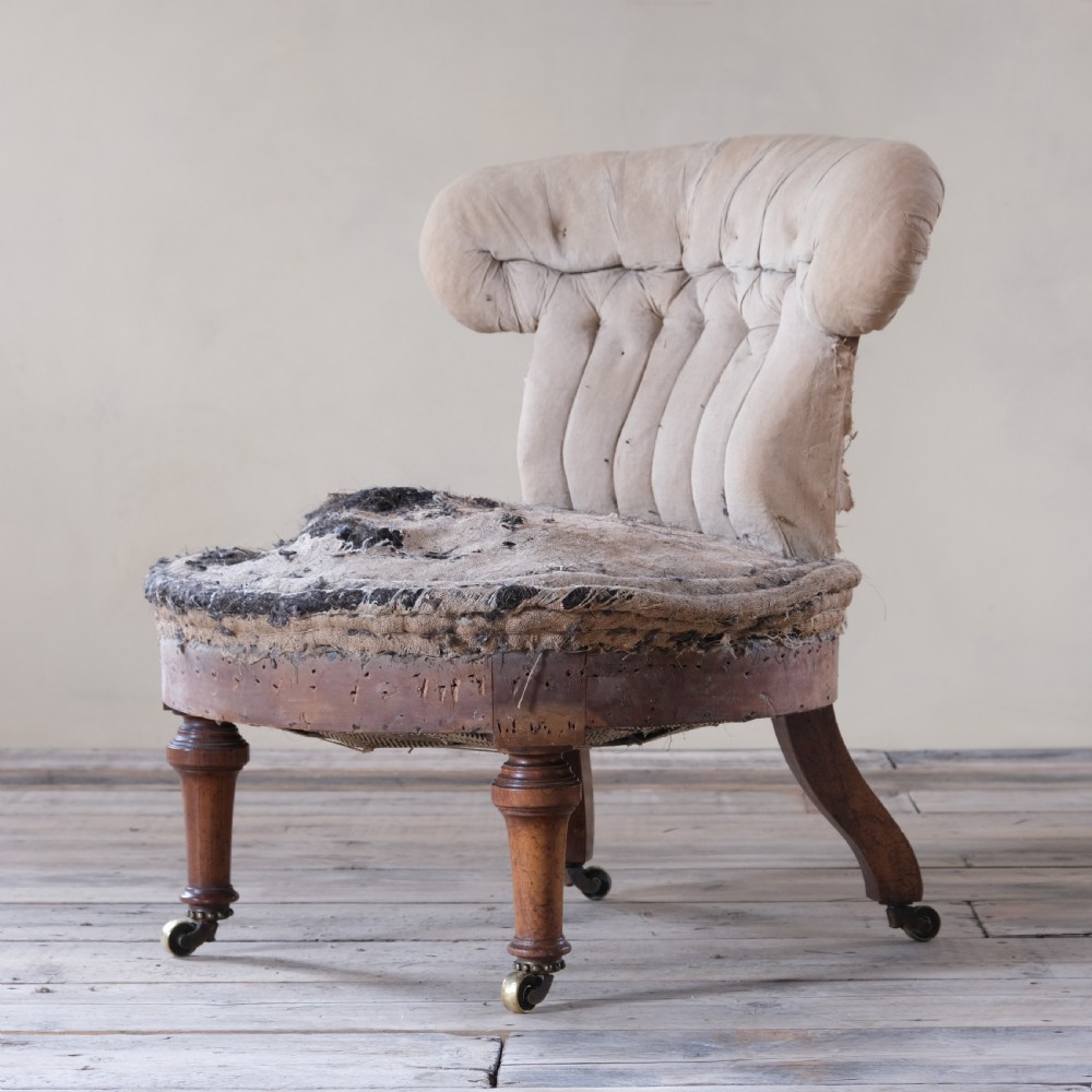 mid 19th century walnut slipper chair by Holland & Sons View IX