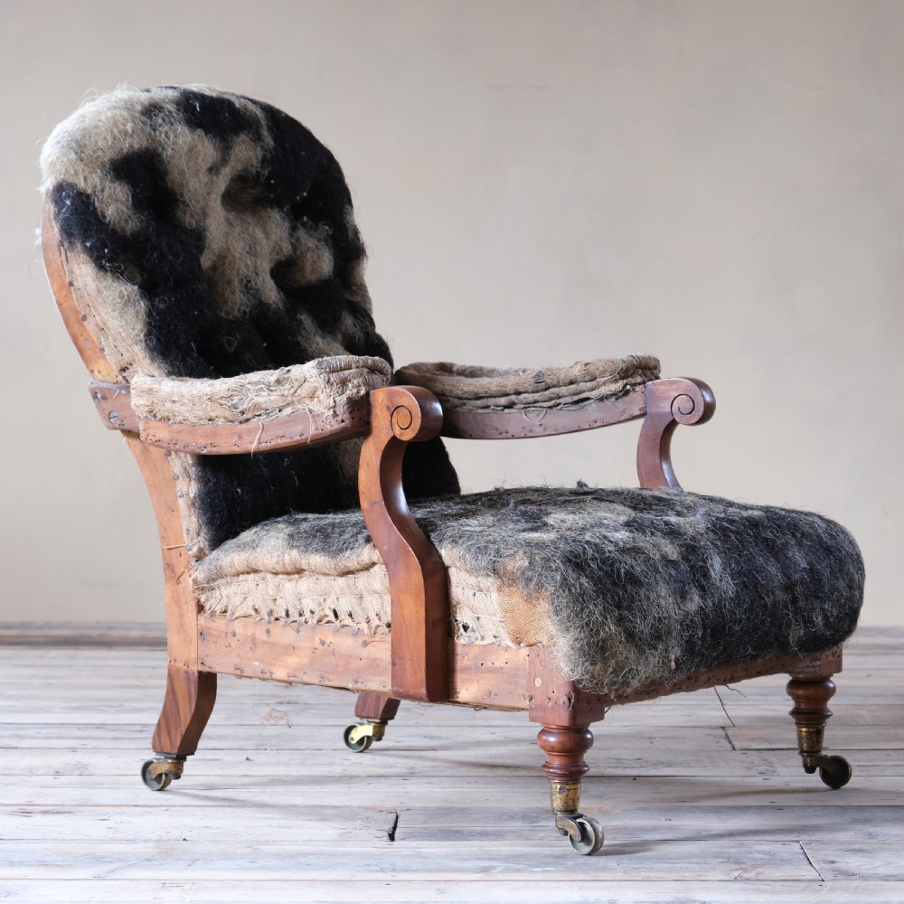 19th century Howard and sons open arm slipper chair c1860