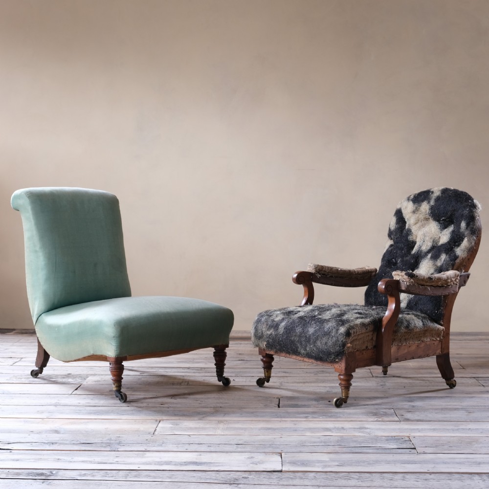 19th century Howard and sons open arm slipper chair c1860 View X