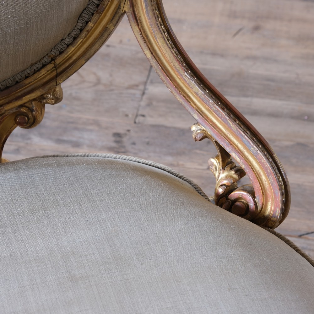 19th century Gilt wood balloon back slipper chair View IX