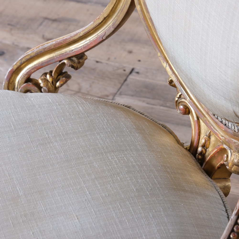 19th century Gilt wood balloon back slipper chair View XII
