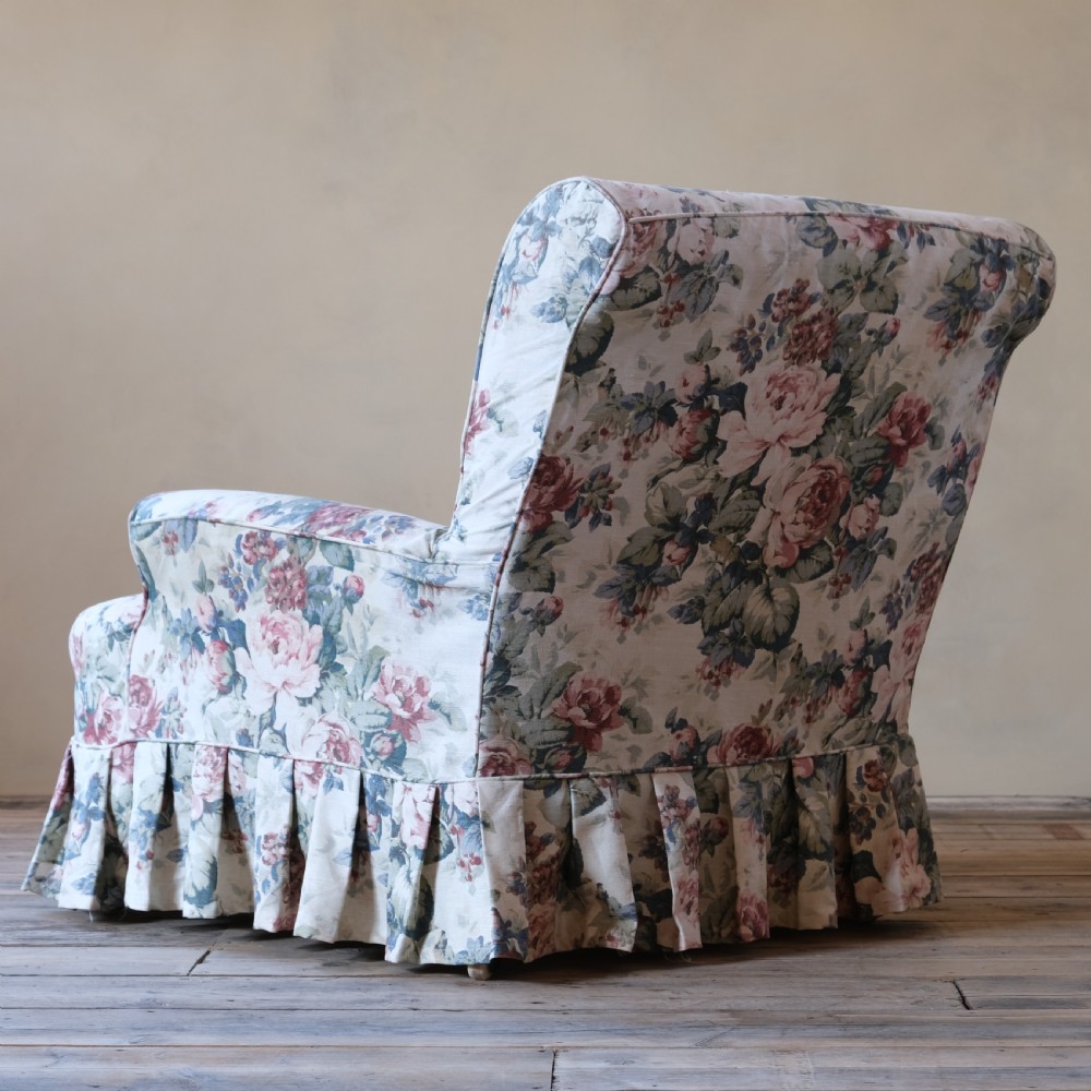 19th century country house armchair in floral loose cover View V