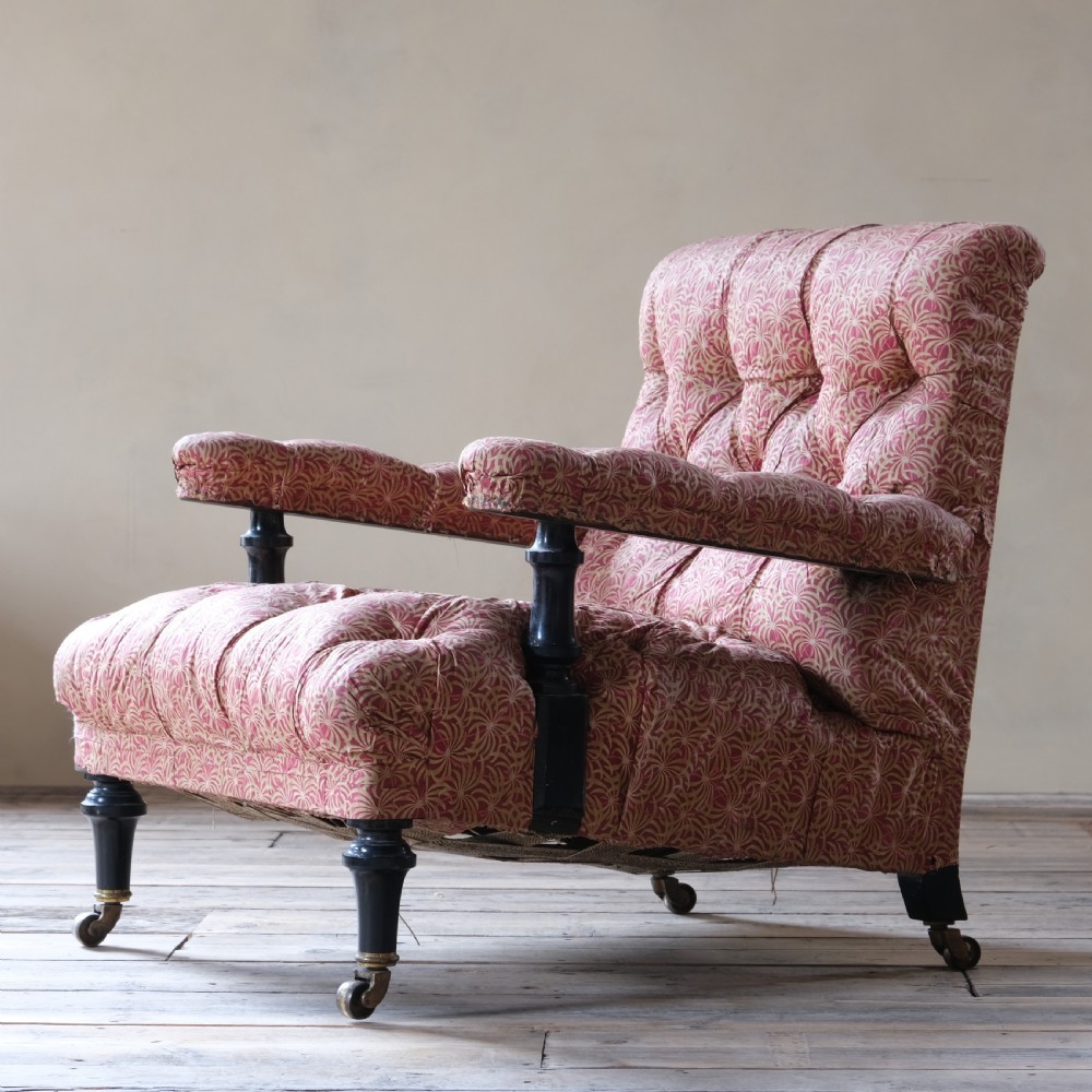 19th century Open armchair by Mellier & Co in its original ticking