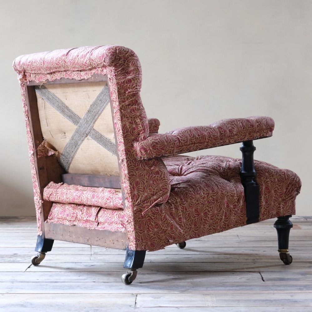 19th century Open armchair by Mellier & Co in its original ticking View V