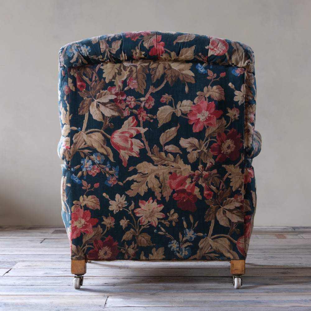 A 19th century Howard style open armchair in original floral fabric View VI