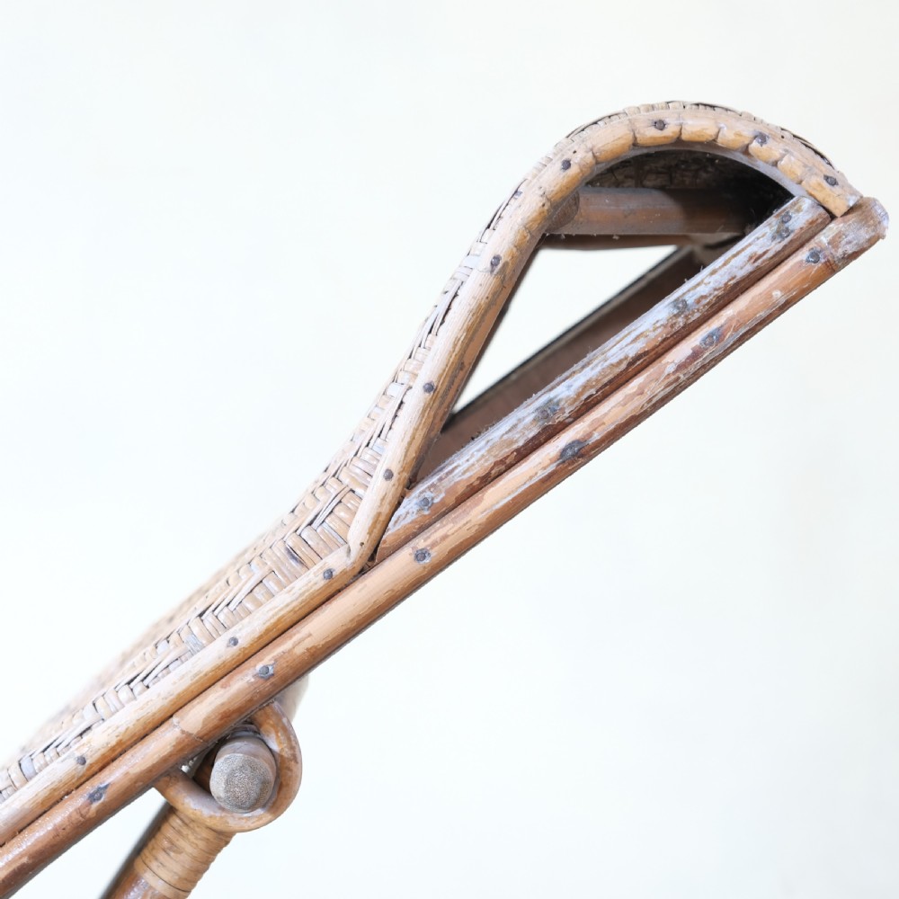 Antique French rattan lounger chaise lounge  View X