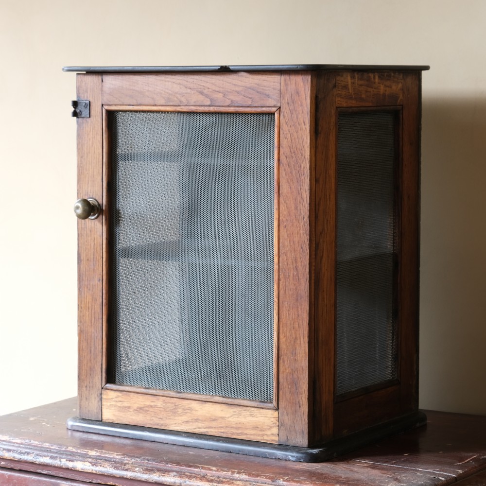 Antique oak and slate meat safe