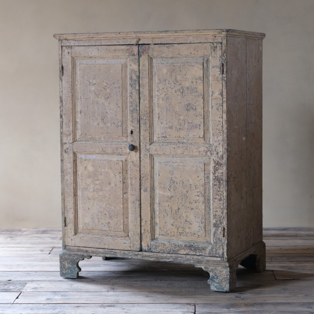 Georgian 18th century pained pine farmhouse cupboard View II