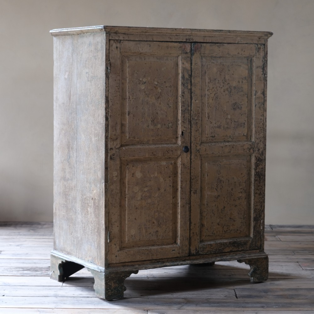 Georgian 18th century pained pine farmhouse cupboard View V