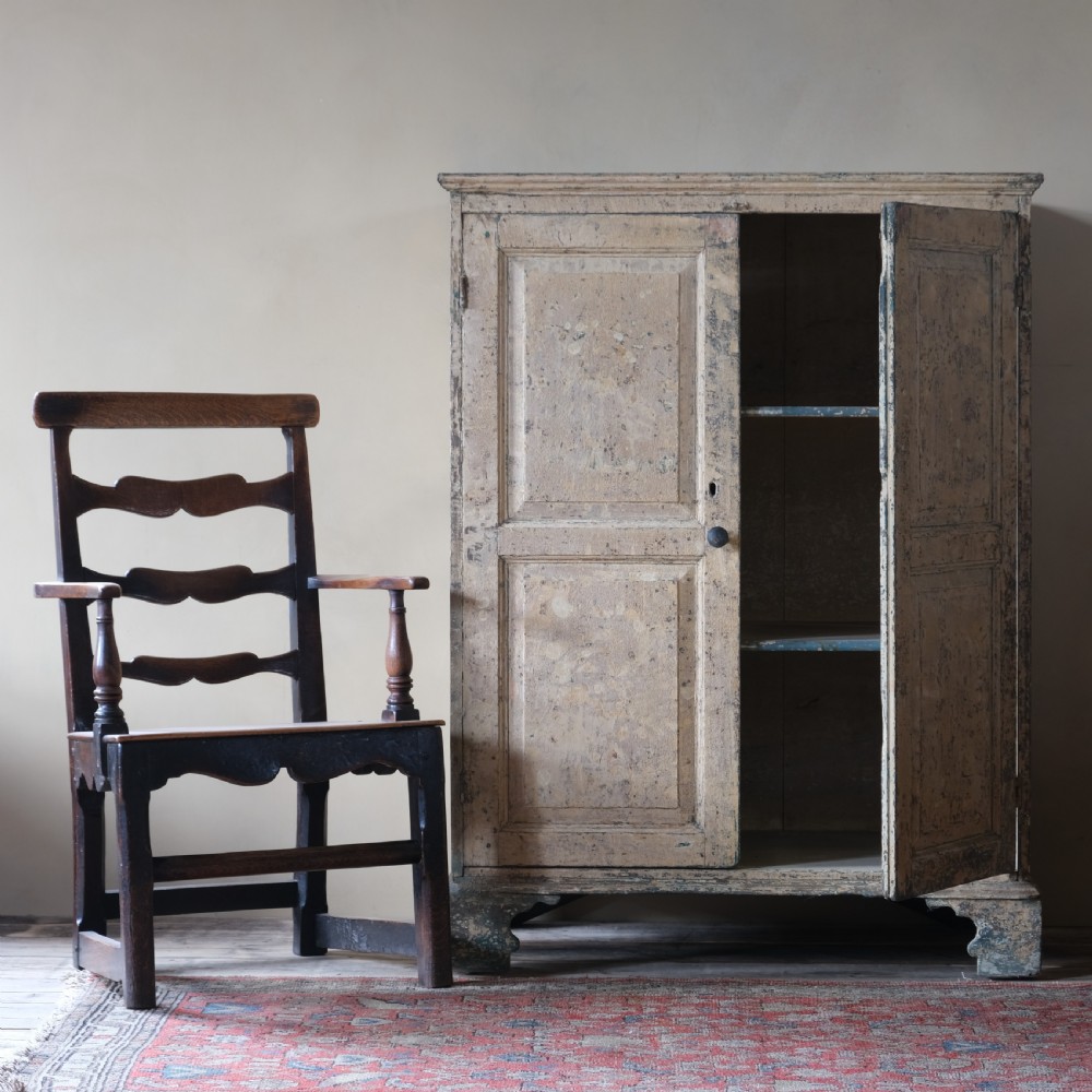 Georgian 18th century pained pine farmhouse cupboard View VI