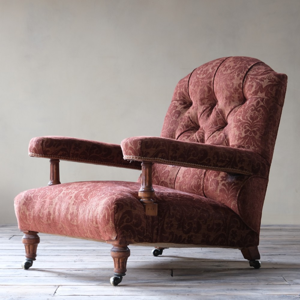 19th century walnut open armchair attributed to Holland and sons