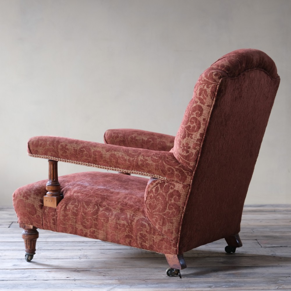 19th century walnut open armchair attributed to Holland and sons View VI