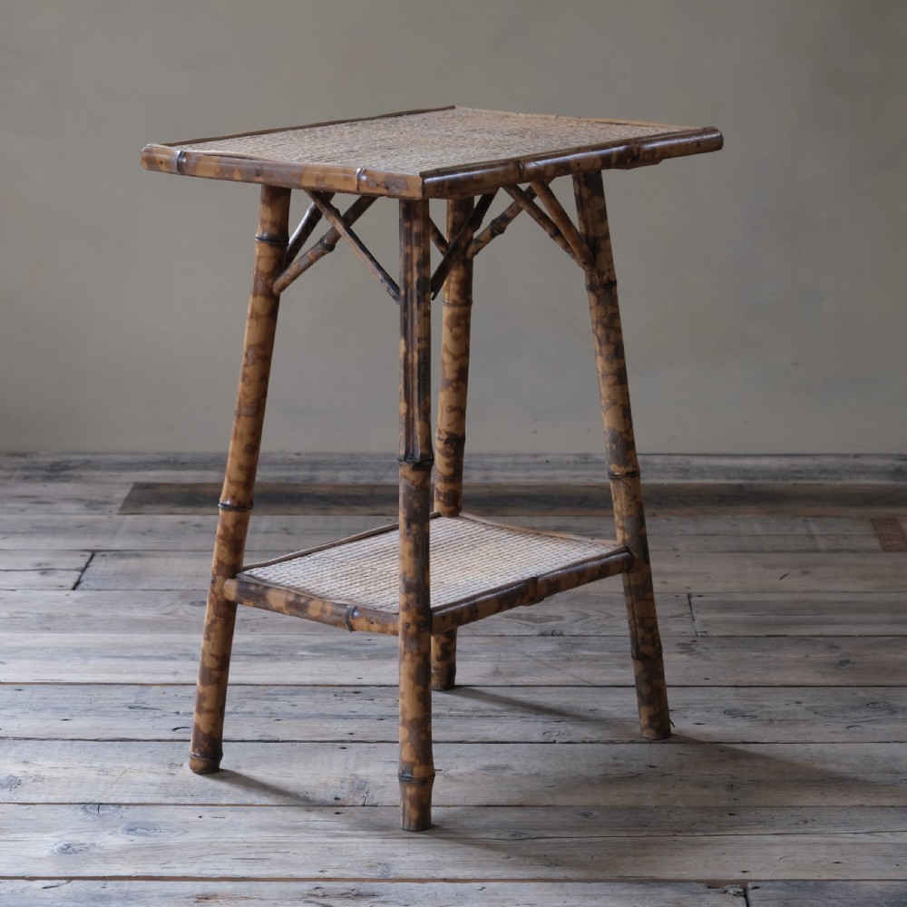 A 2 tier bamboo and rattan side table View III