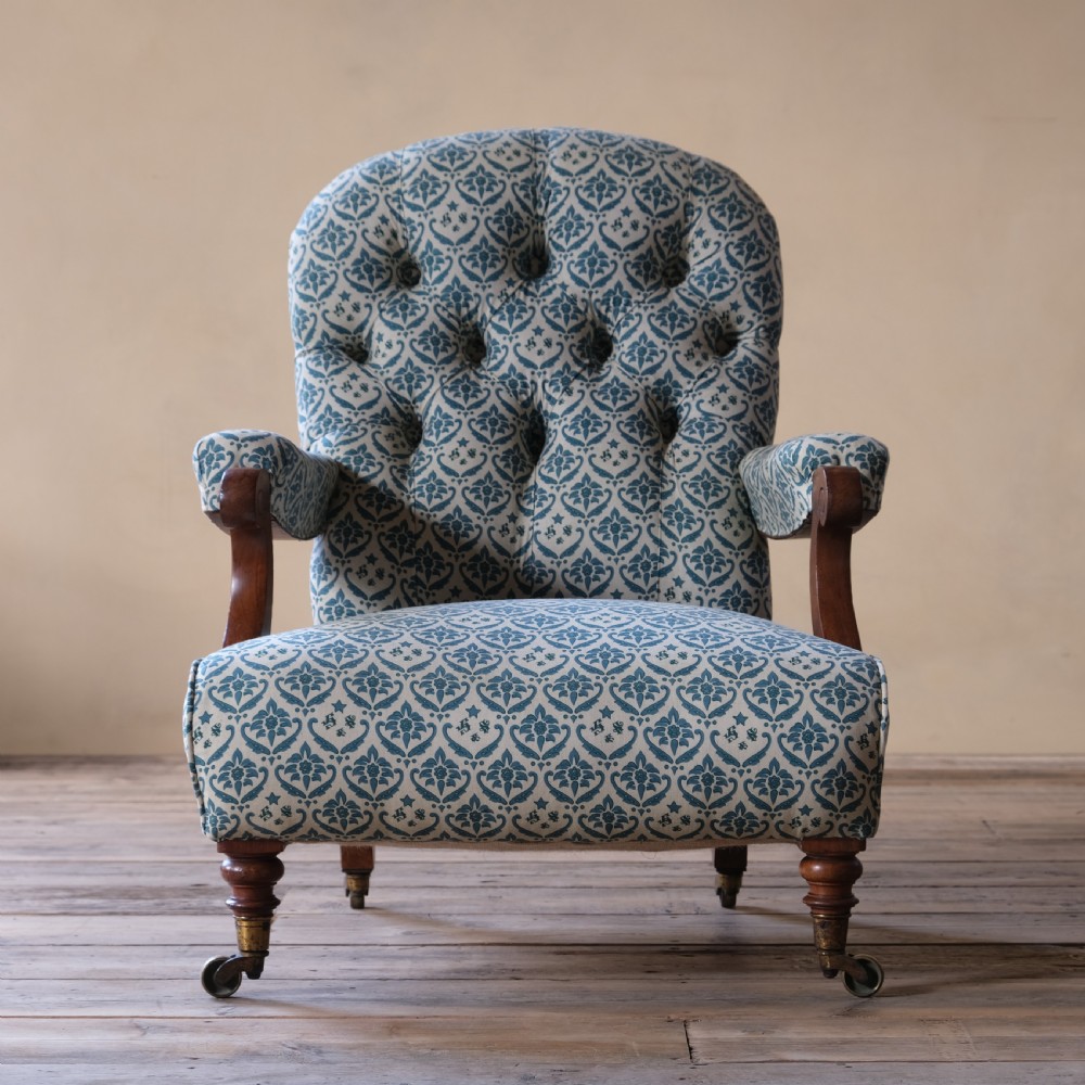 19th century Howard and sons open arm slipper chair c1860 View II
