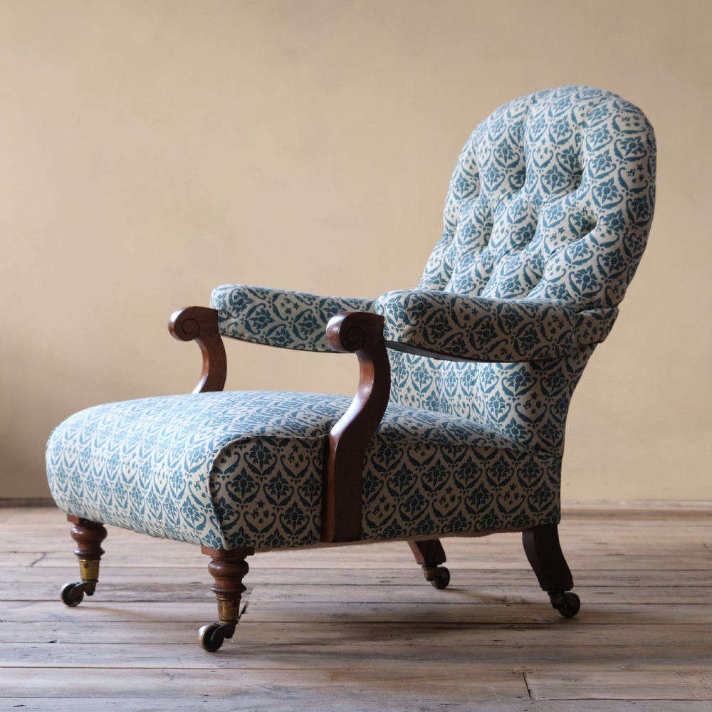 19th century Howard and sons open arm slipper chair c1860 View III