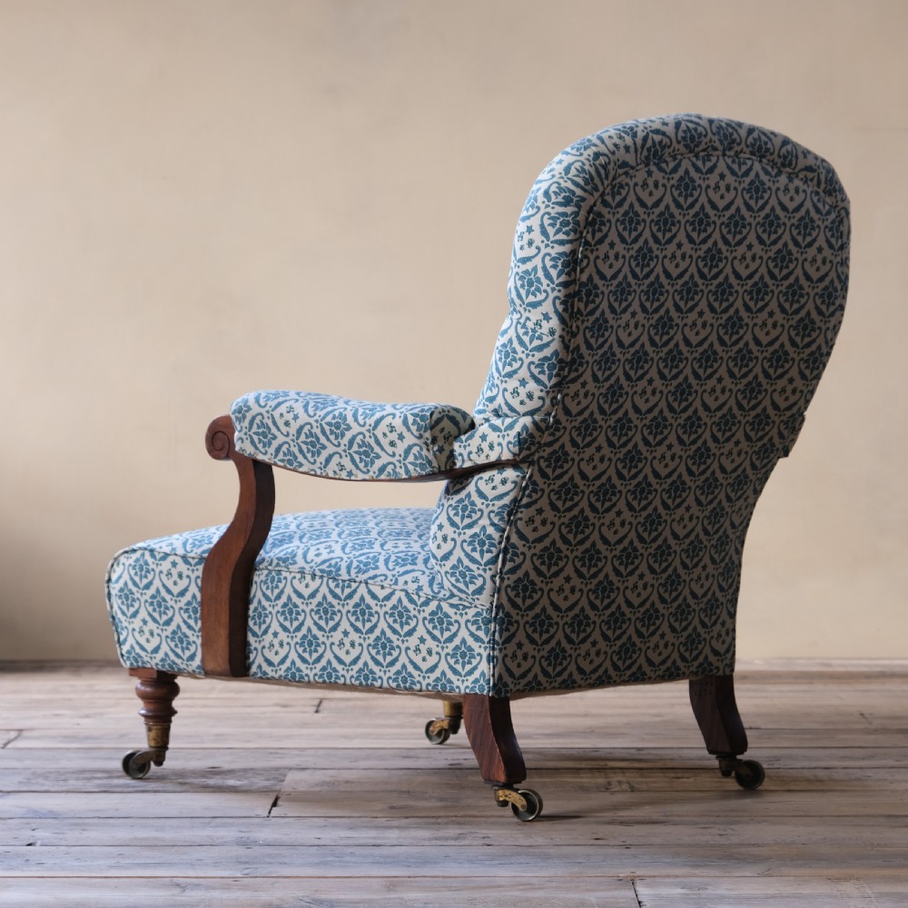 19th century Howard and sons open arm slipper chair c1860 View V