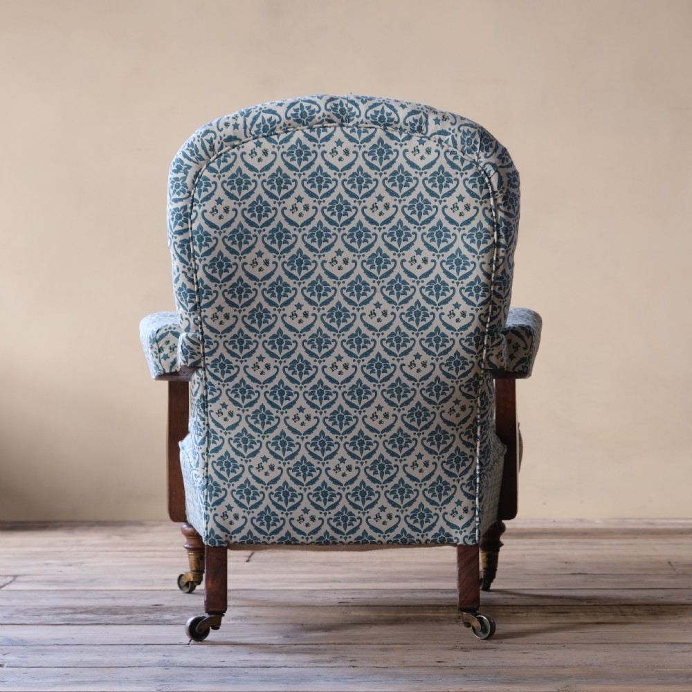 19th century Howard and sons open arm slipper chair c1860 View VI