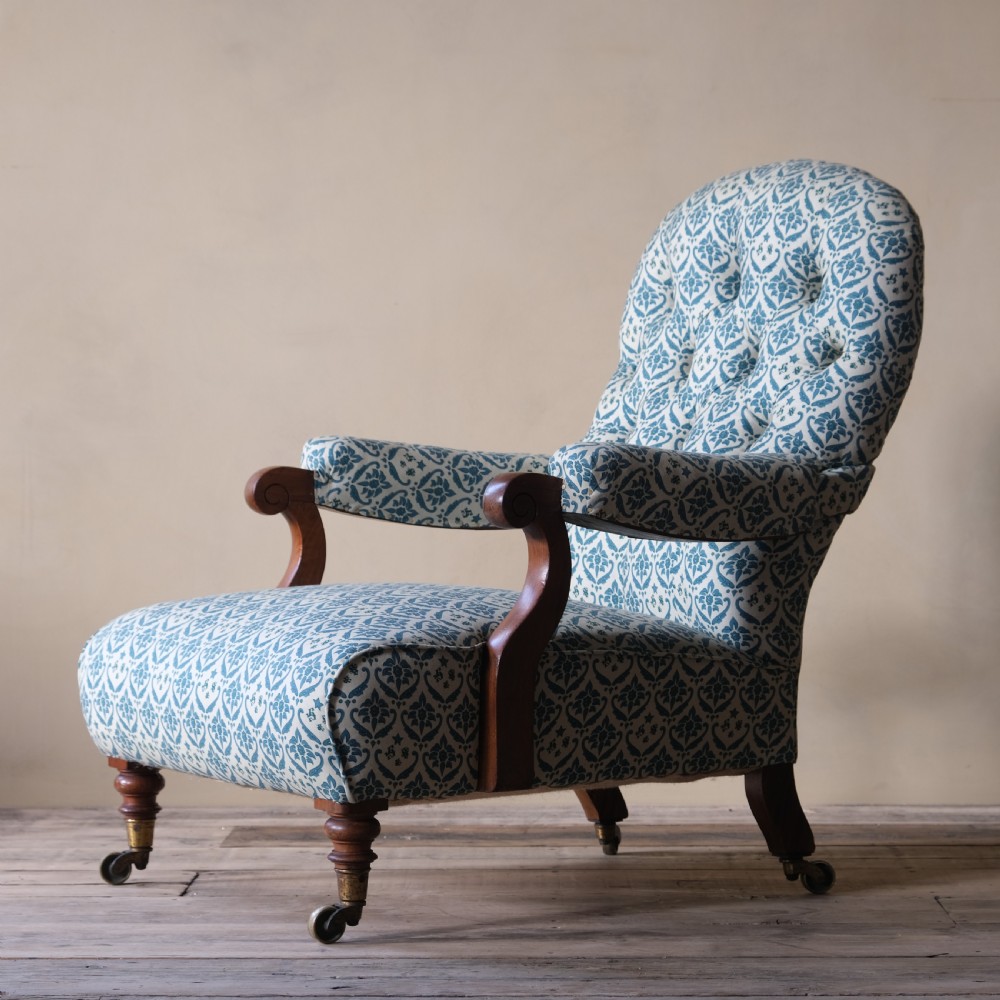 19th century Howard and sons open arm slipper chair c1860 View VII