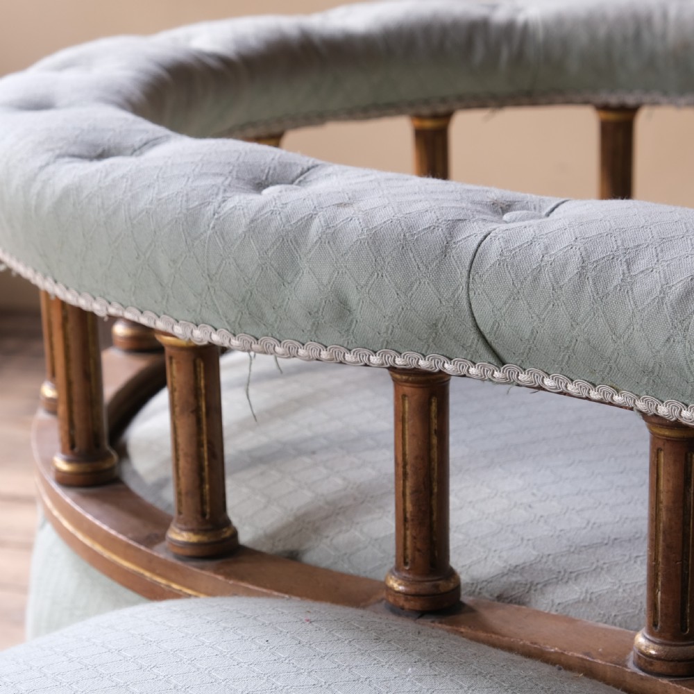 A petite 19th century walnut conversation sofa almost certainly by Gillows View VIII