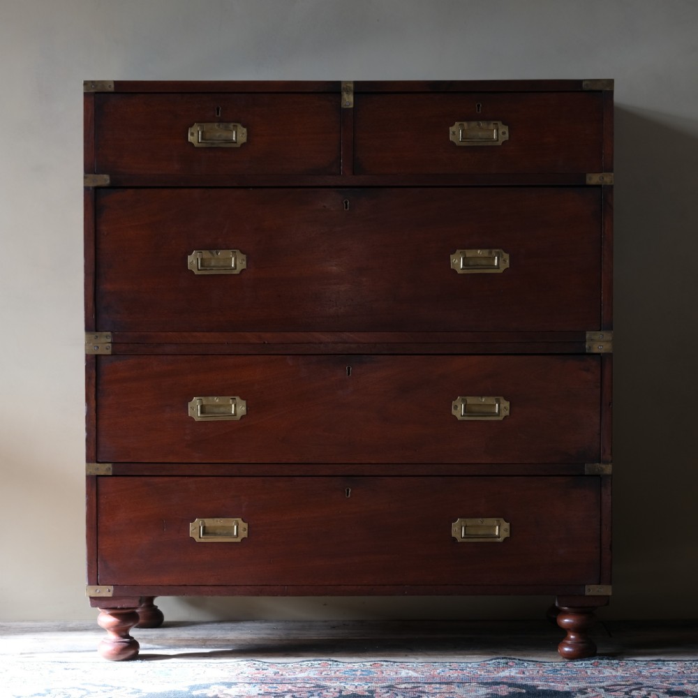19th century Mahogany Military Campaign drawers View II