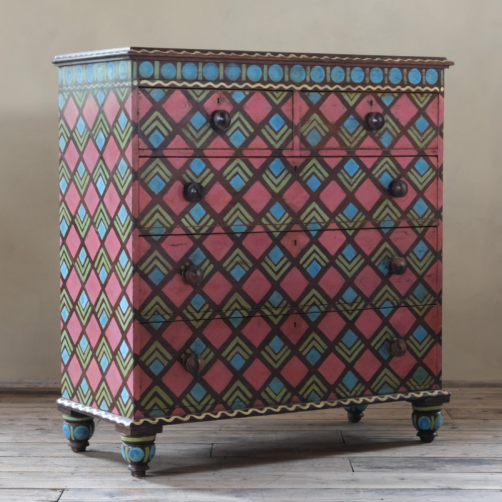 19th century pained pine chest of drawers View III