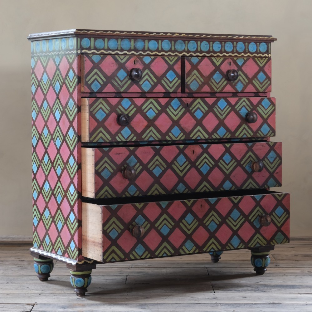 19th century pained pine chest of drawers View IV
