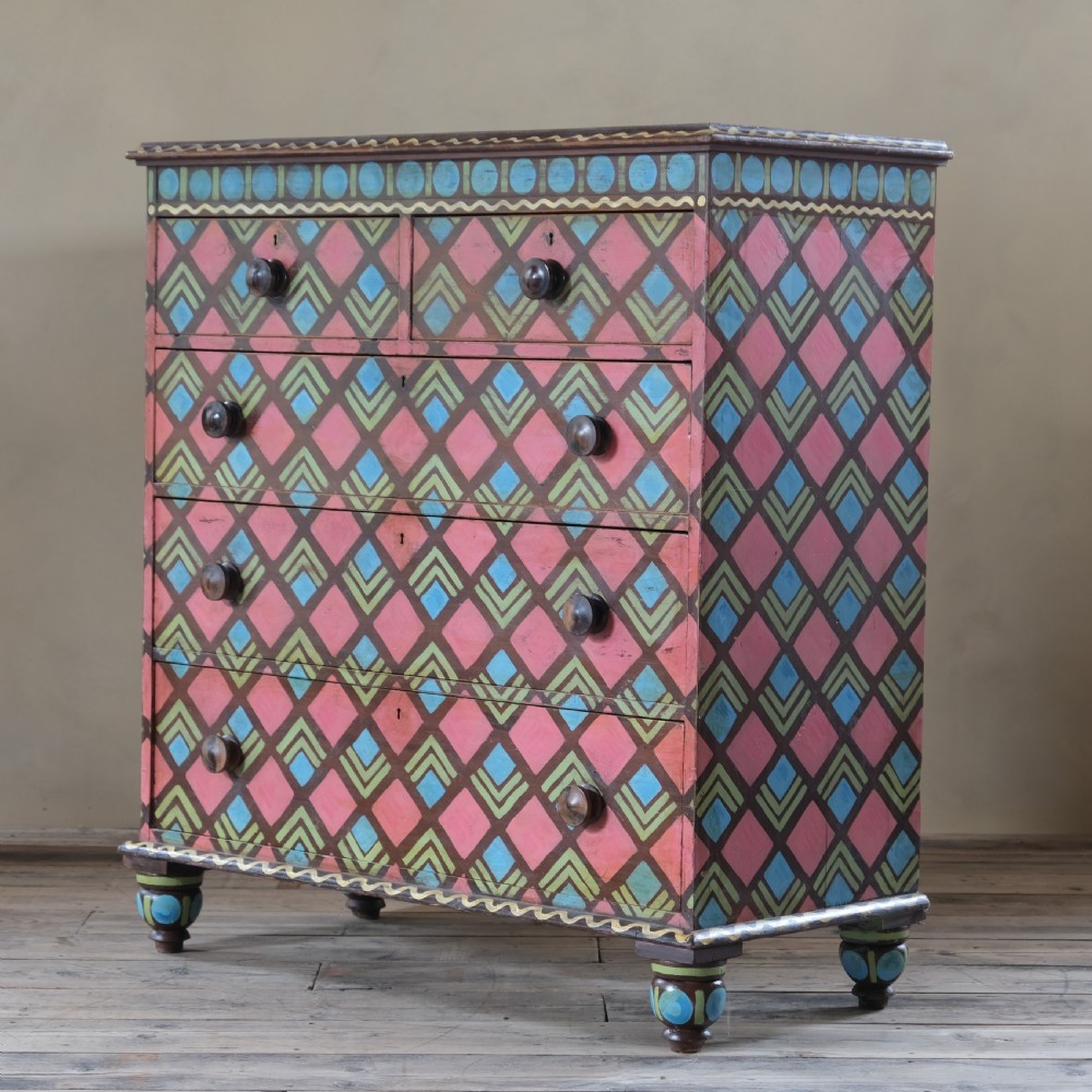 19th century pained pine chest of drawers View V