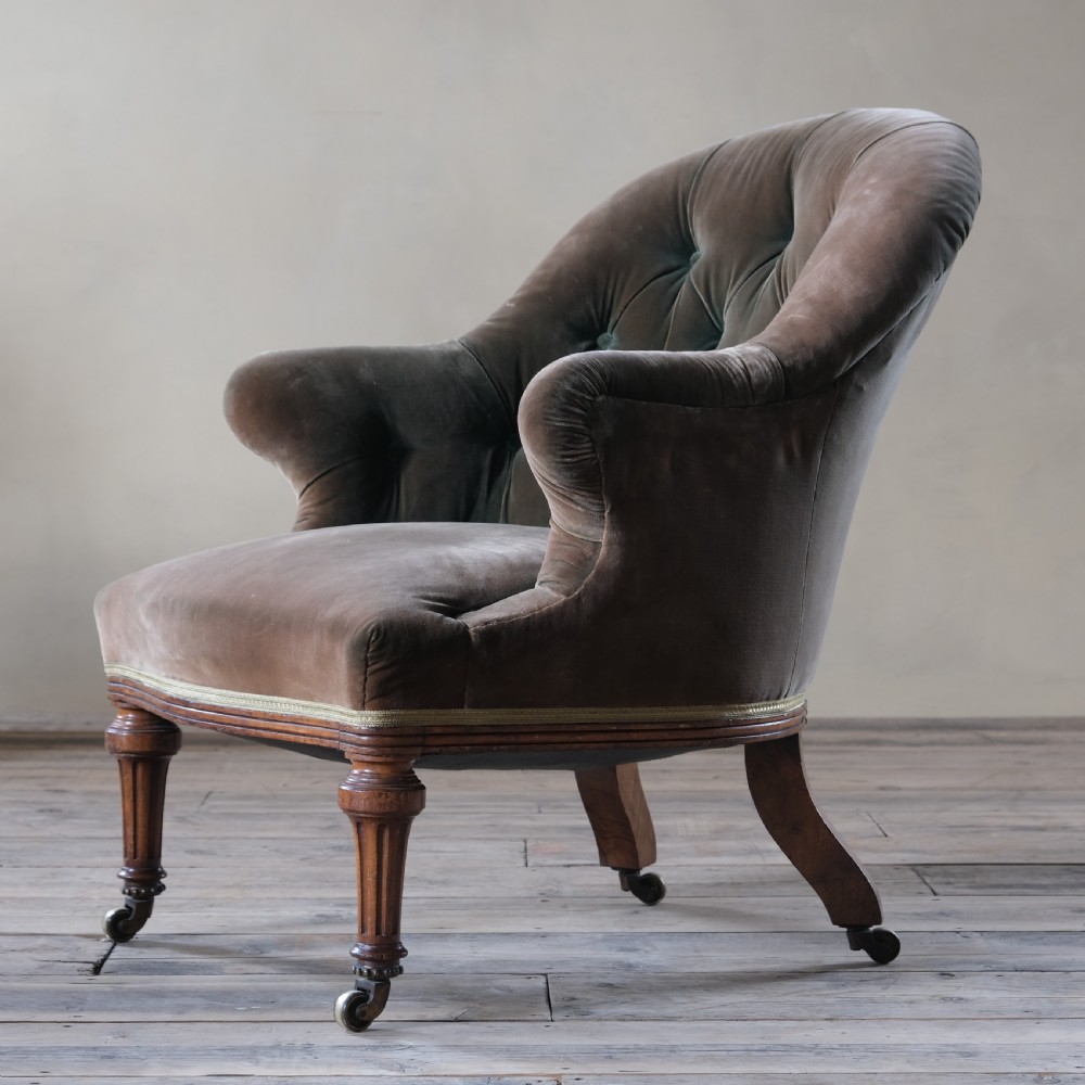 19th century Holland and sons armchair in green velvet View III