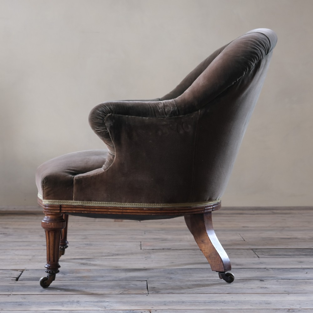 19th century Holland and sons armchair in green velvet View IV