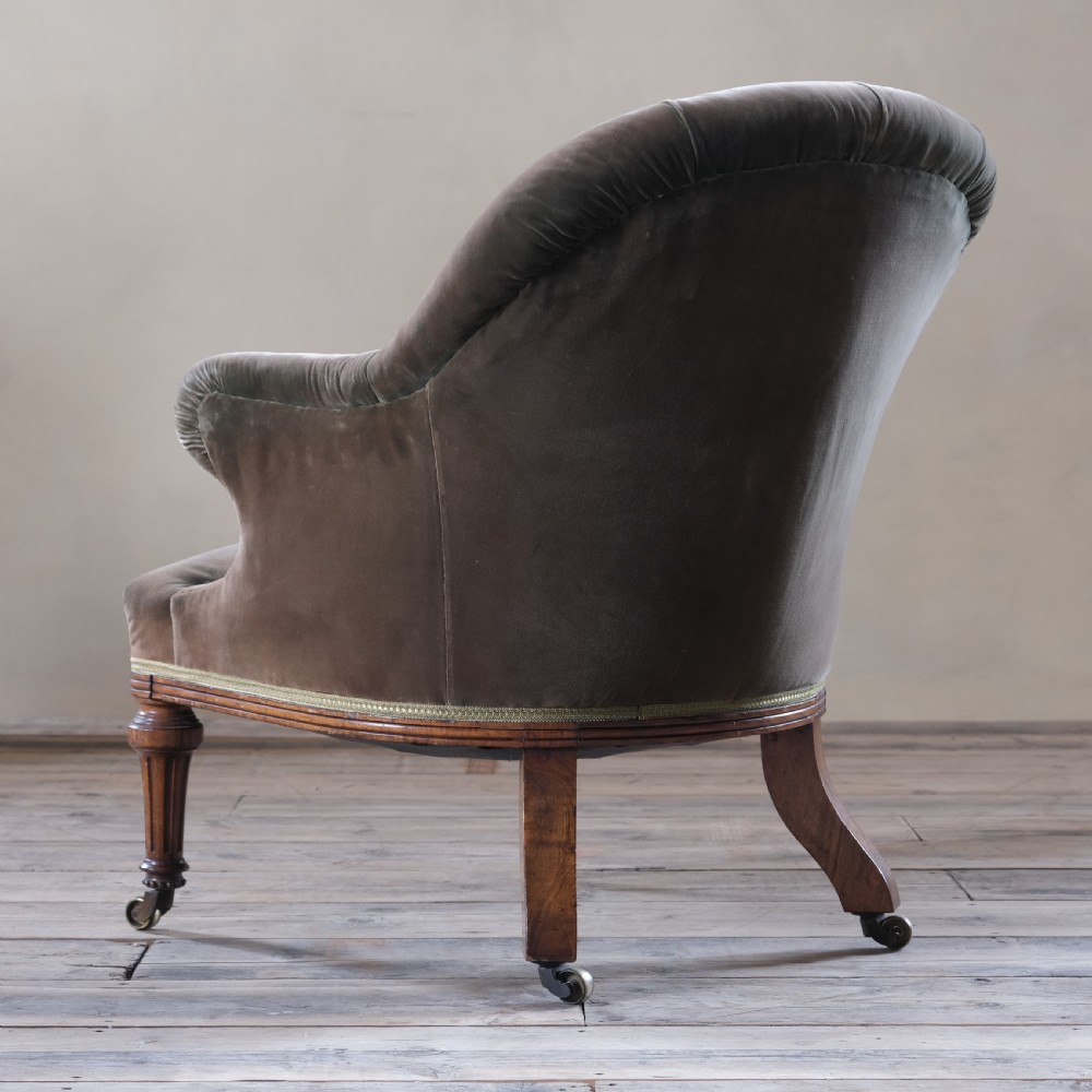 19th century Holland and sons armchair in green velvet View V