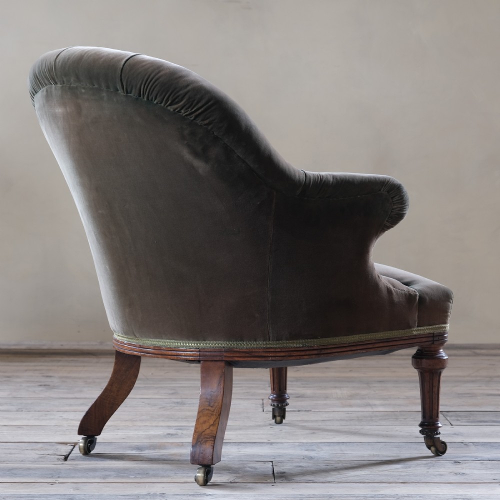 19th century Holland and sons armchair in green velvet View VI