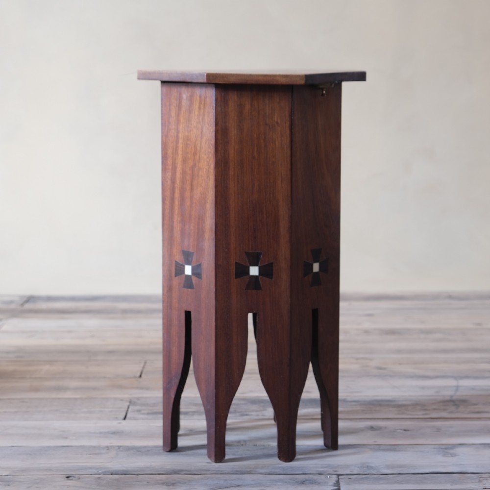 19th century Moorish mahogany and macassar ebony side table.  View II
