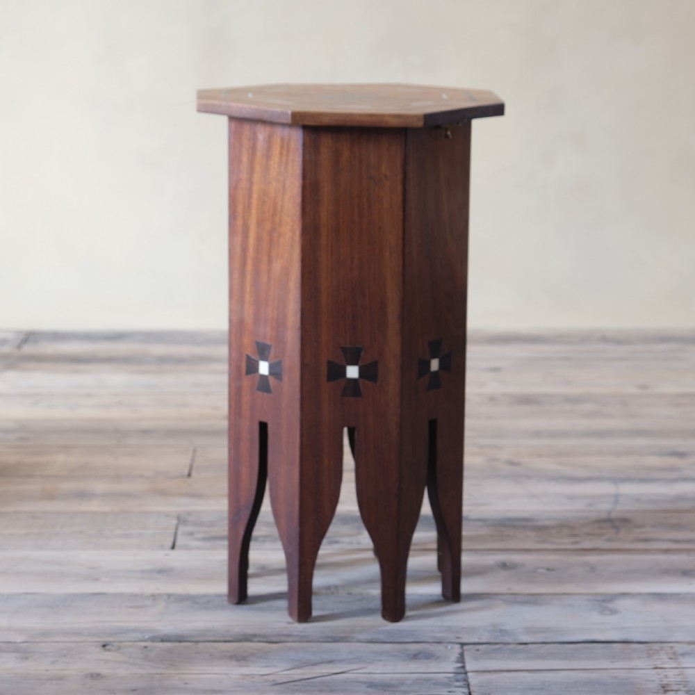 19th century Moorish mahogany and macassar ebony side table.  View III