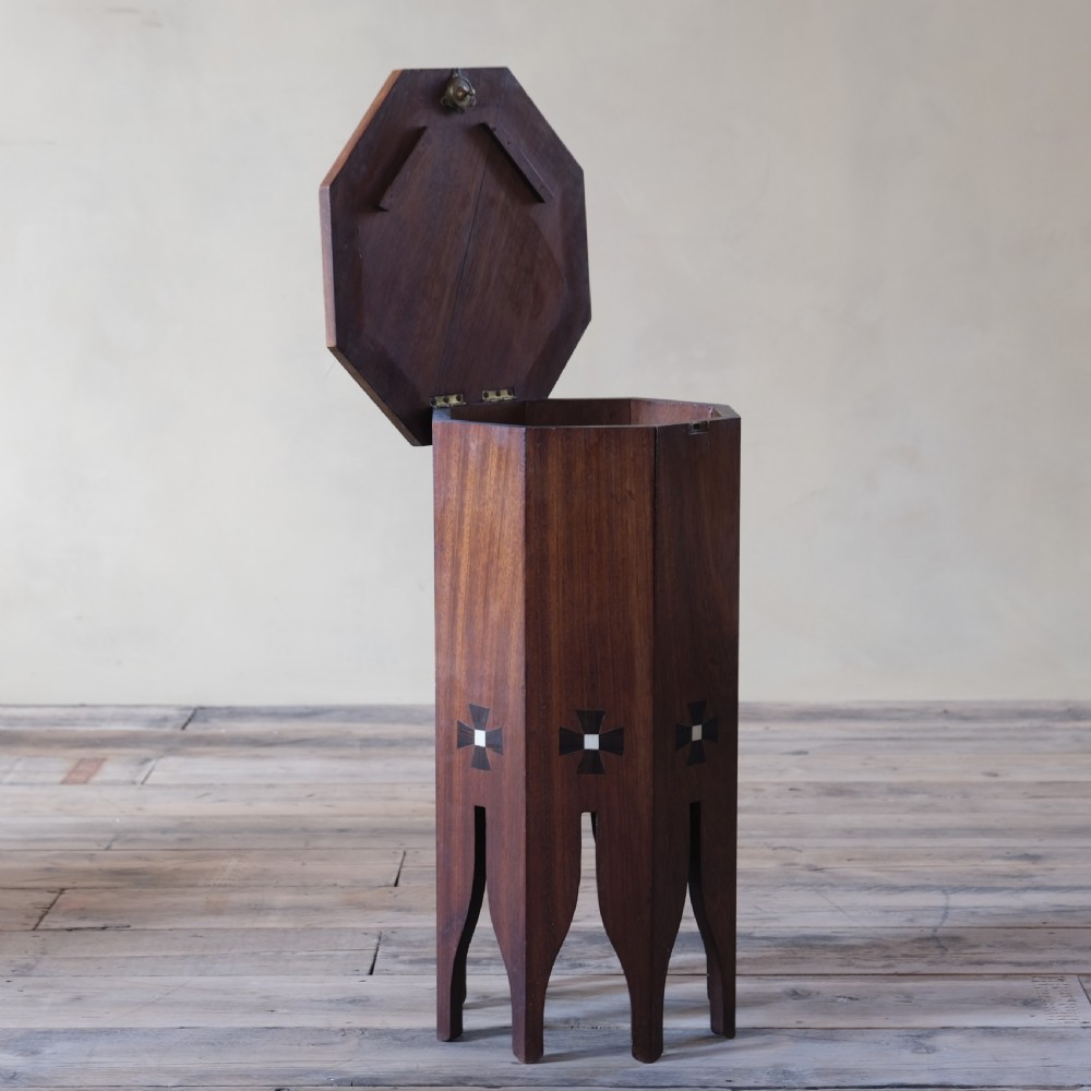 19th century Moorish mahogany and macassar ebony side table.  View IV