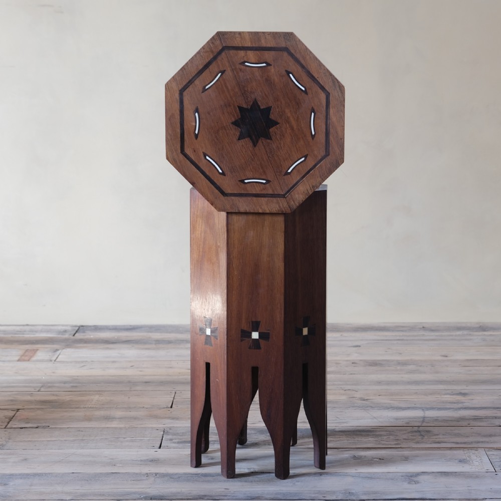 19th century Moorish mahogany and macassar ebony side table.  View V
