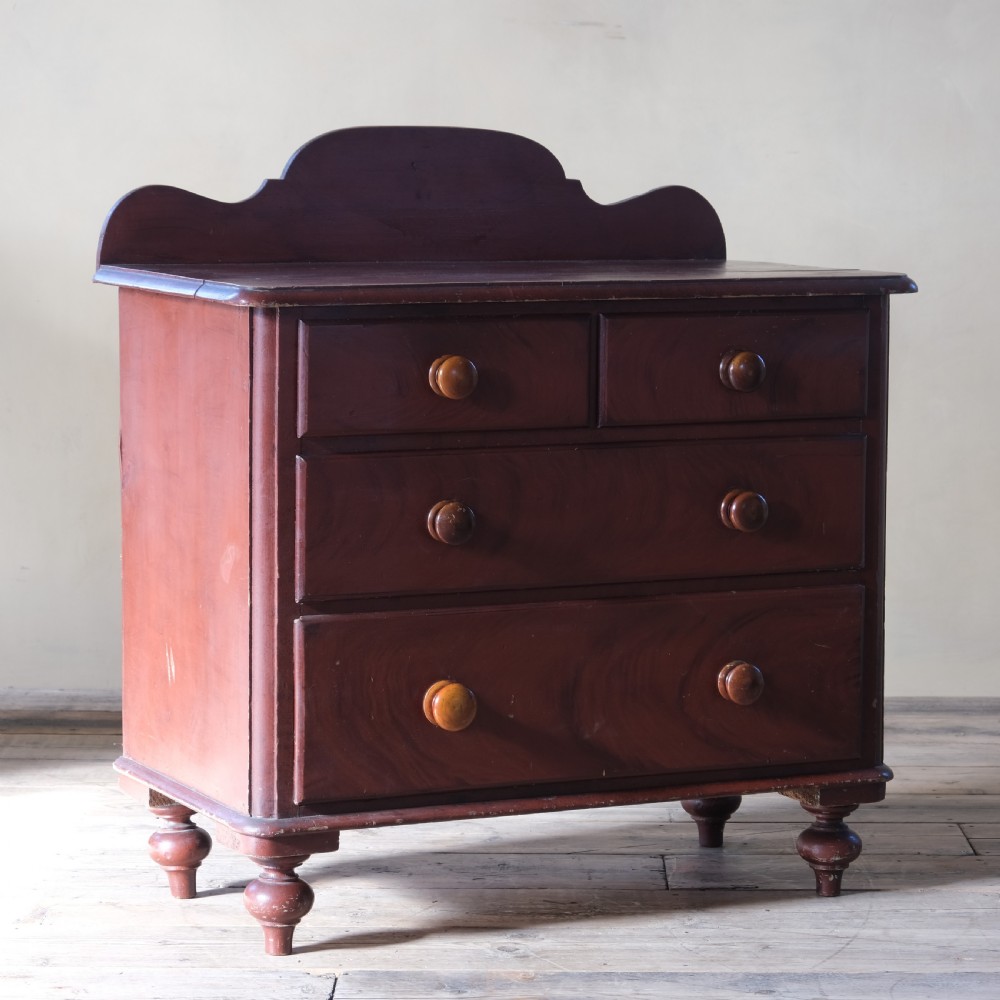 Antique painted pine drawers in original faux mahogany grained paint View III