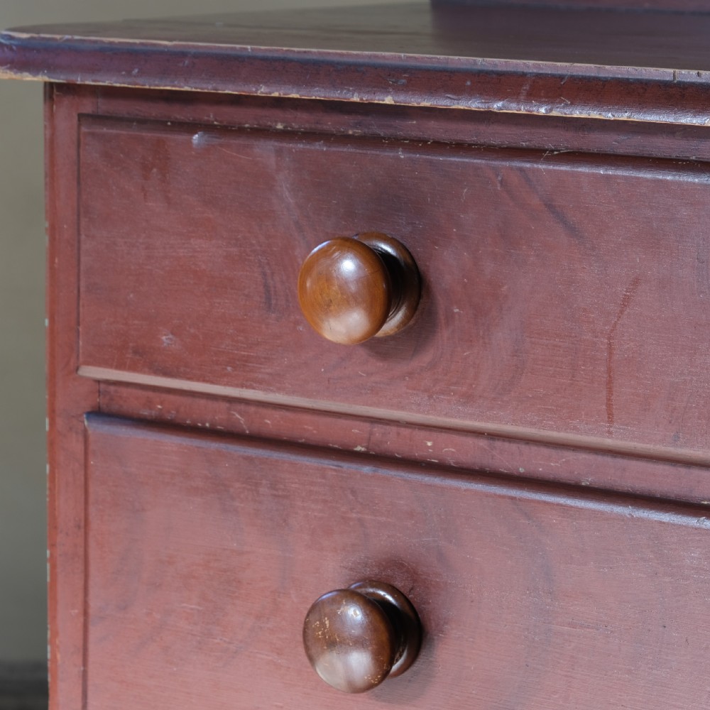 Antique painted pine drawers in original faux mahogany grained paint View VI