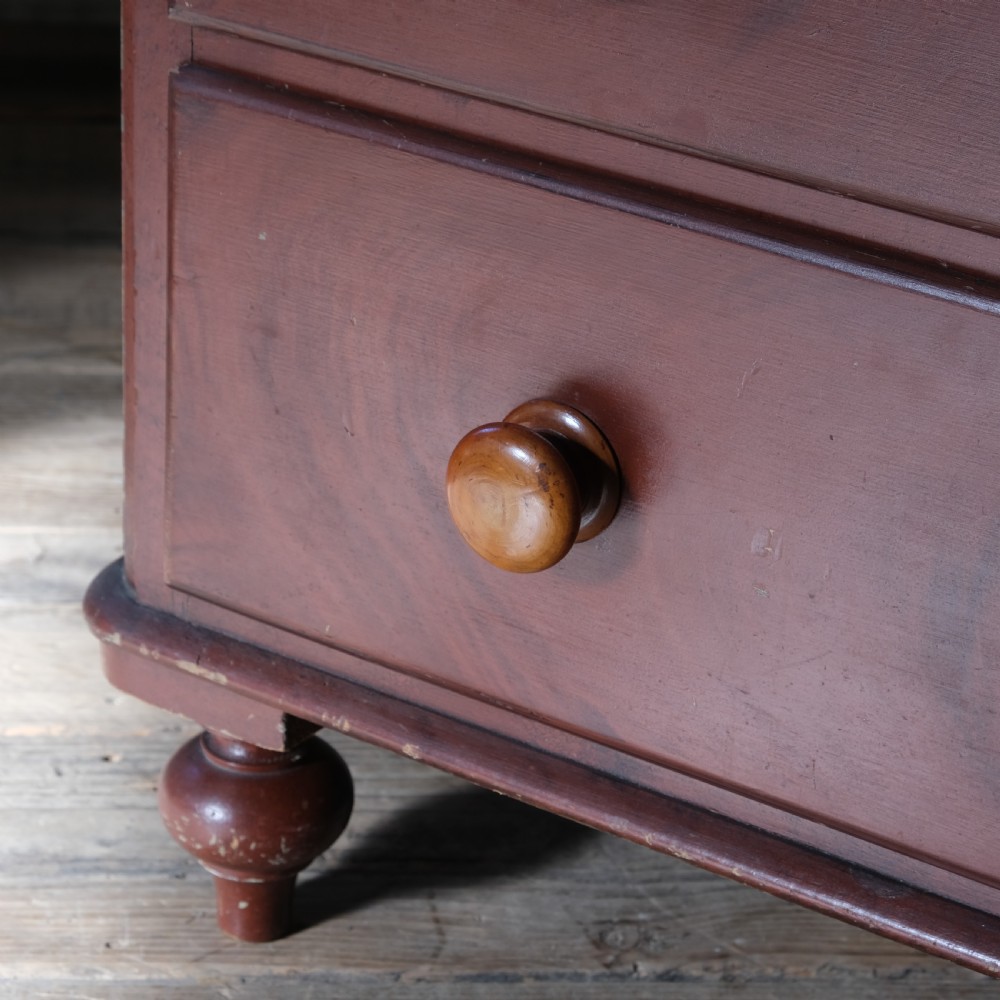 Antique painted pine drawers in original faux mahogany grained paint View VII