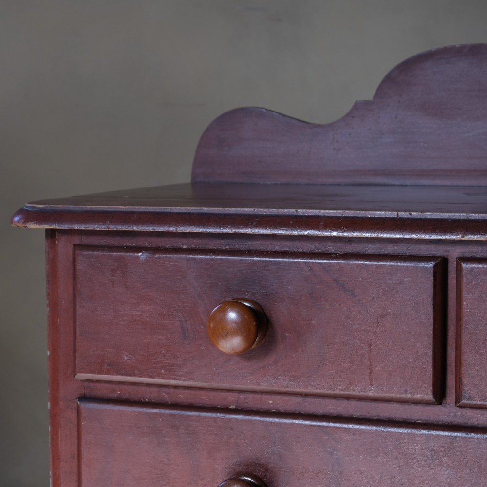 Antique painted pine drawers in original faux mahogany grained paint View IX