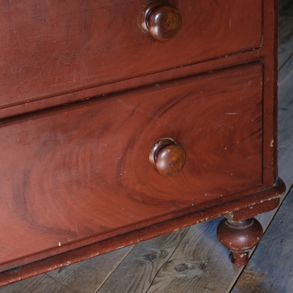 Antique painted pine drawers in original faux mahogany grained paint View X