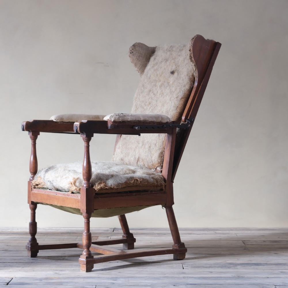 19th century French walnut reclining wingback armchair View IV