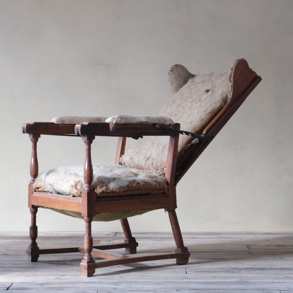 19th century French walnut reclining wingback armchair View VII