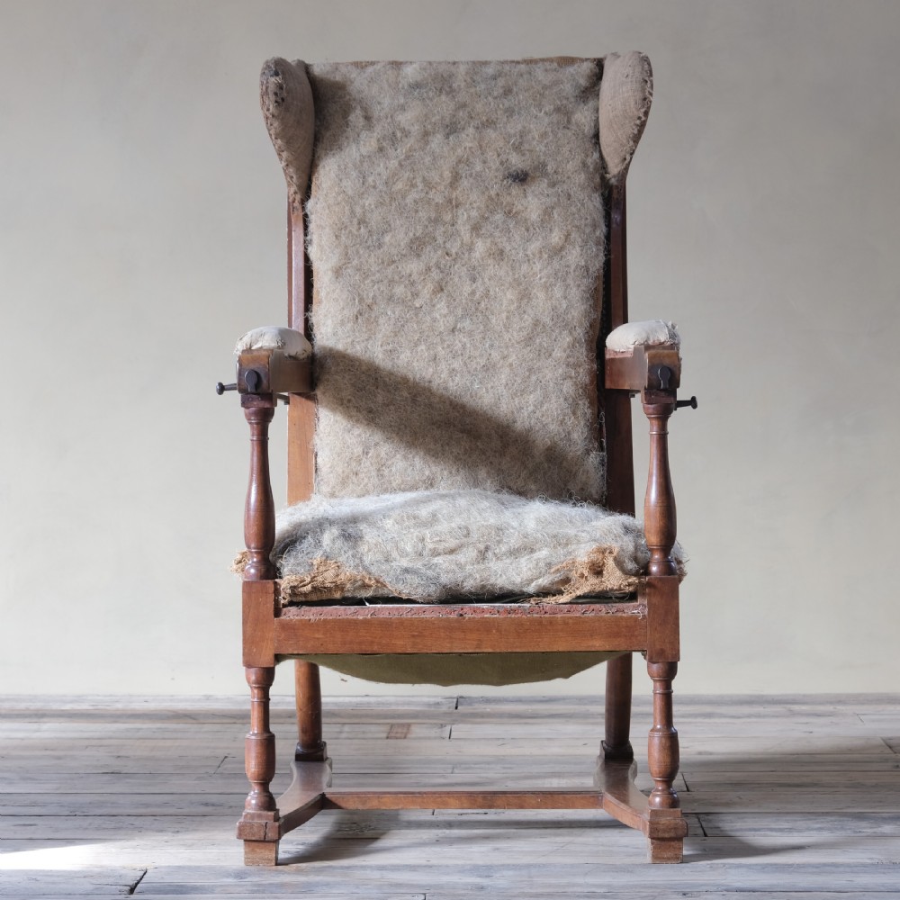 19th century French walnut reclining wingback armchair View XVIII