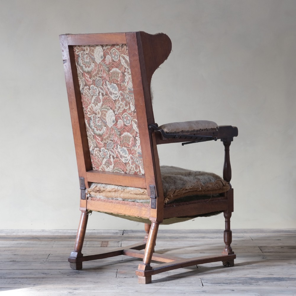 19th century French walnut reclining wingback armchair View XX