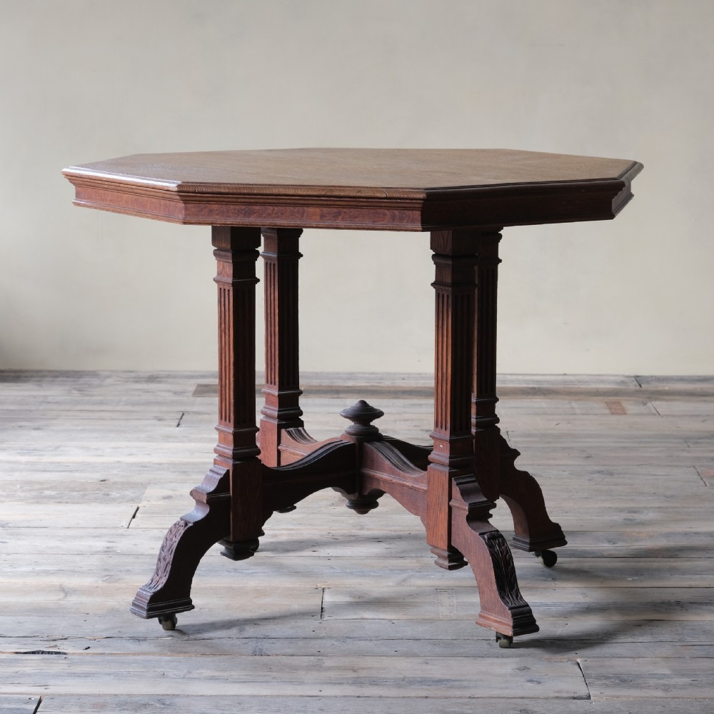 19th century Jas Shoolbred oak centre table