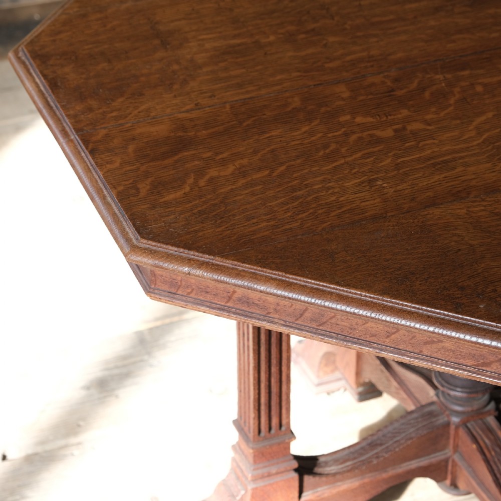 19th century Jas Shoolbred oak centre table View V