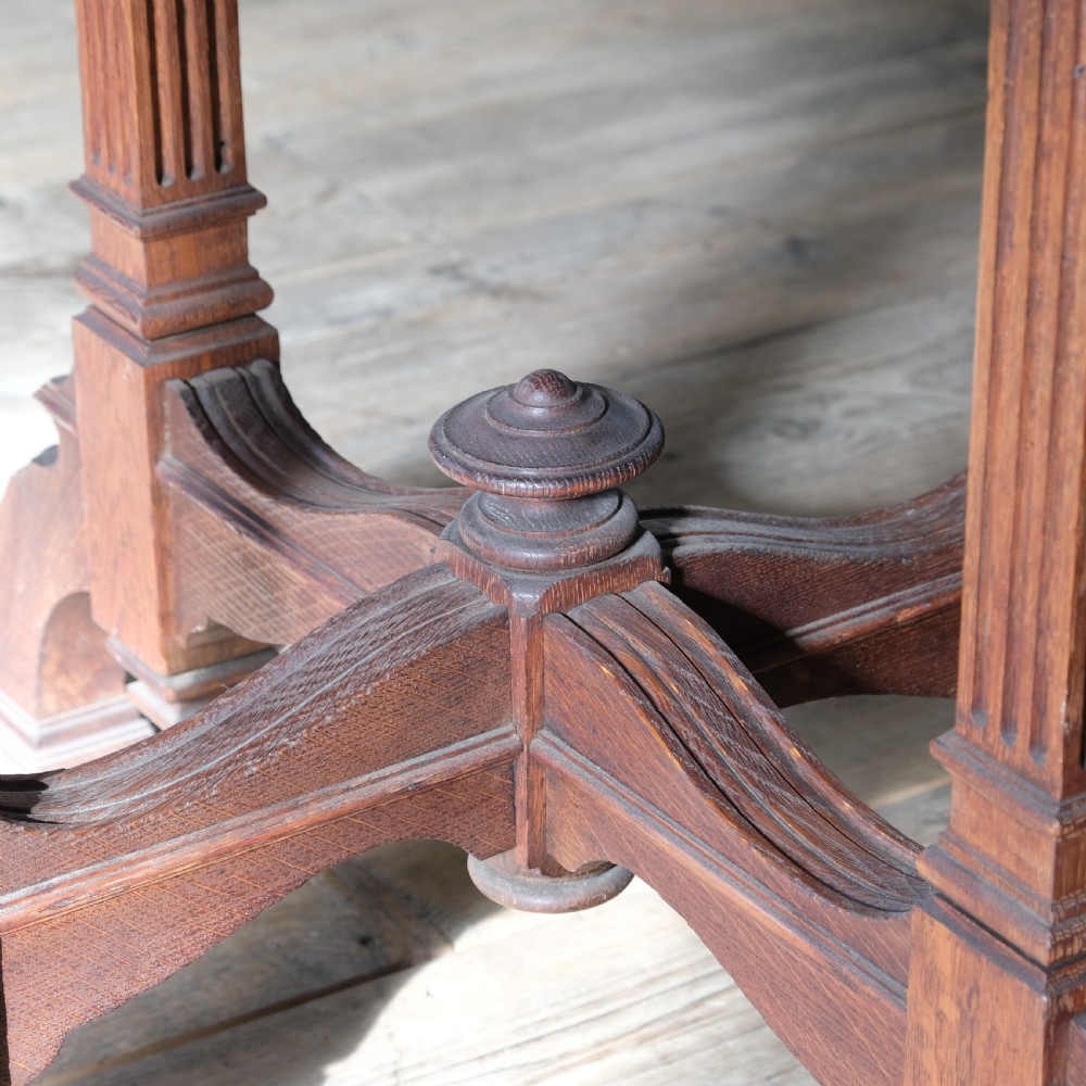 19th century Jas Shoolbred oak centre table View VIII