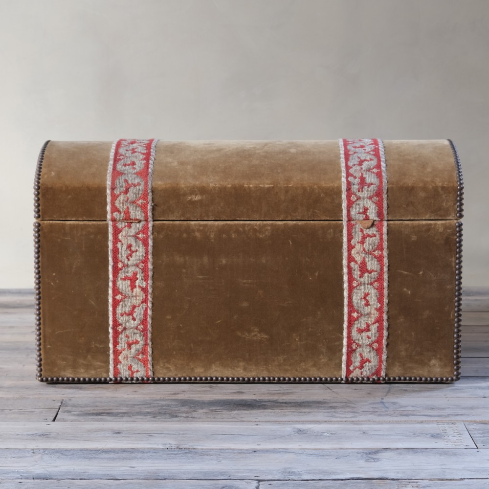 Velvet covered pine domed top blanket box View VII