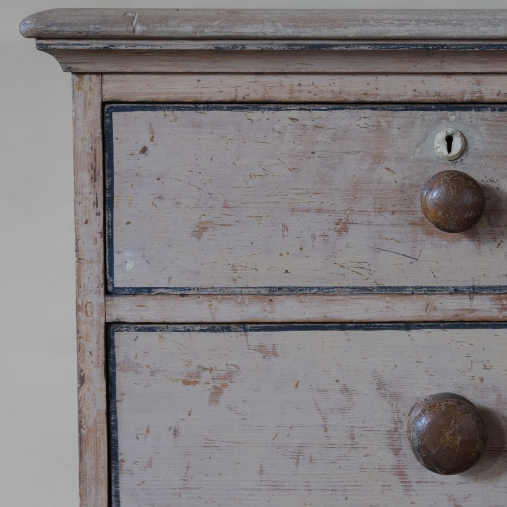19th century pine chest of drawers in original paint View IV
