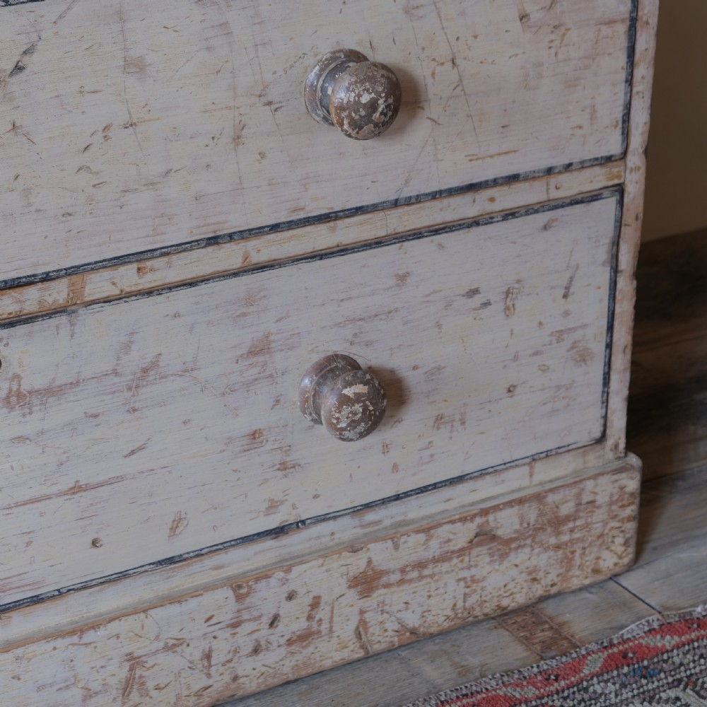 19th century pine chest of drawers in original paint View V